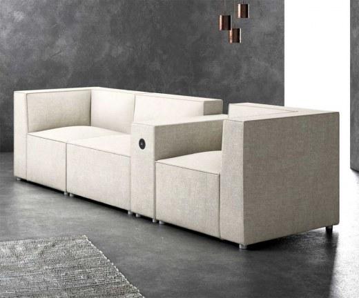 Canapé Modulable PLANER 3 avec Electrification - Référence 8870 CM M - Double connexion USB et revêtement tissu polyester_0