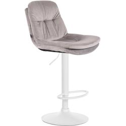 CLP Tabouret de bar Laurel velours Gris/Métal blanc mat - gris textile 323966_0