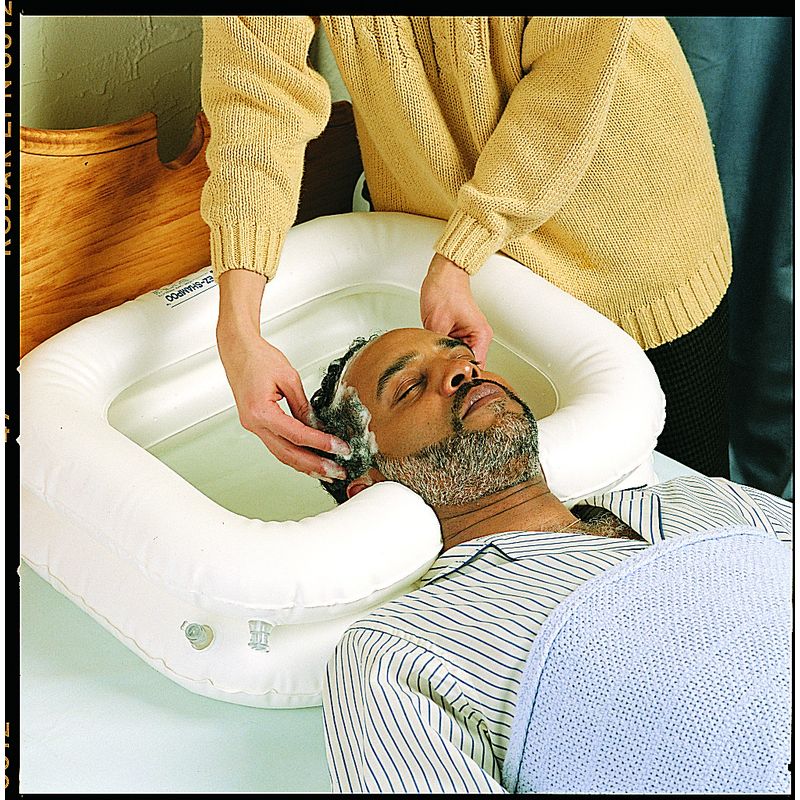 Confort de la personne - cuvette gonflable pour shampooing - maintien de la nuque - L70 x l60 x H15 cm_0