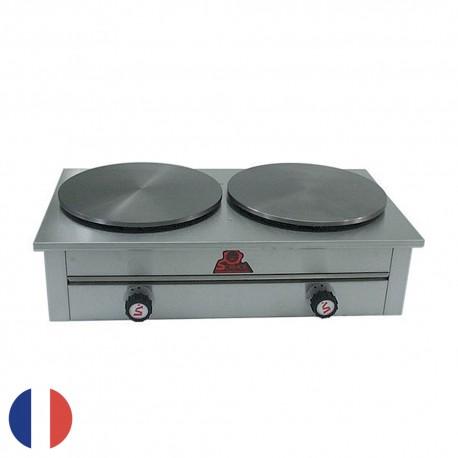 Crêpière gaz double plaques 35 cm Sofraca - Fonte micro sillonnée - Puissance 11630W_0