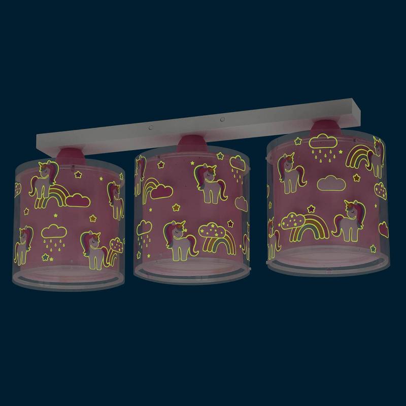 DALBER UNICORN PLAFONNIER, MOTIF LICORNE, 3 LAMPE