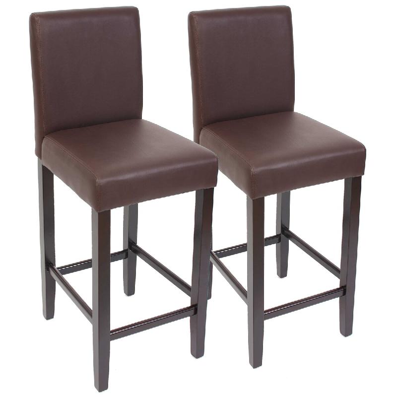 Décoshop26 - 2x tabourets de bar chaise de comptoir en synthétique marron pieds en bois foncé 04_0000097 - marron Bois massif 3000251028980_0