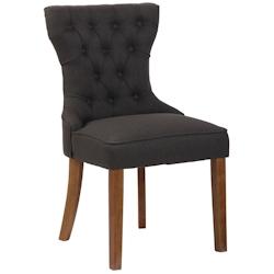 Décoshop26 - Chaise de salle à manger x 1 style Chesterfield dossier capitonné en velours gris foncé et pieds en bois clair 10_0003741 - gris 3000_0