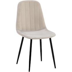 Décoshop26 - Chaise de salle à manger x1 design moderne coutures verticales velours gris et pieds en métal noir 10_0001984 - gris 3000250781992_0