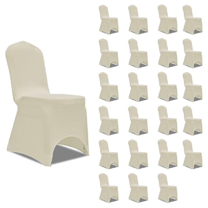 Décoshop26 - Housses élastiques de chaise Crème 24 pièces DEC022537 - beige 3001282069607_0