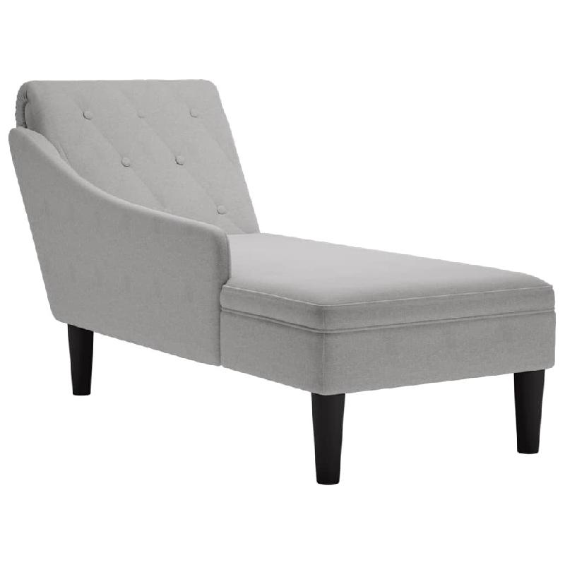 Décoshop26 - Méridienne chaise longue canapé pour intérieur avec coussin et accoudoir droit en tissu gris DEC026257 - gris 3000255721085_0