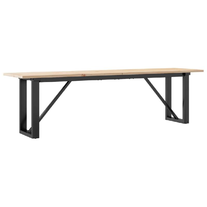 Décoshop26 - Table basse rectangulaire style industriel cadre en O 160 x 40 x 45 cm bois de pin et acier DEC036237 - acier 3000261112679_0