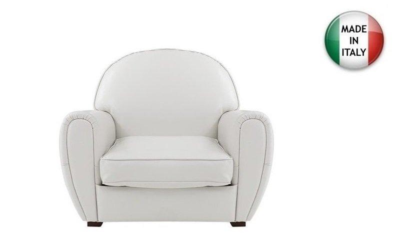 Fauteuil Club Blanc en Polyuréthane - Fabrication 100% Italienne - Design Vintage et Confortable_0