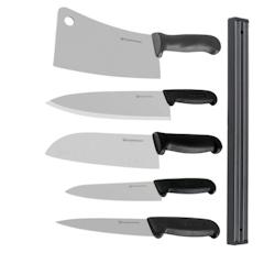 Ensemble de 5 couteaux de boucher et barre magnétique - Equipementpro - EC125_0