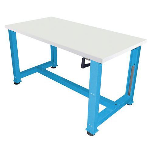 ETABLI À MANIVELLE STRATIFIÉ 1750 X 750 X HT 737/1037 CM BLEU 5012 - ANJOU TOLERIE
