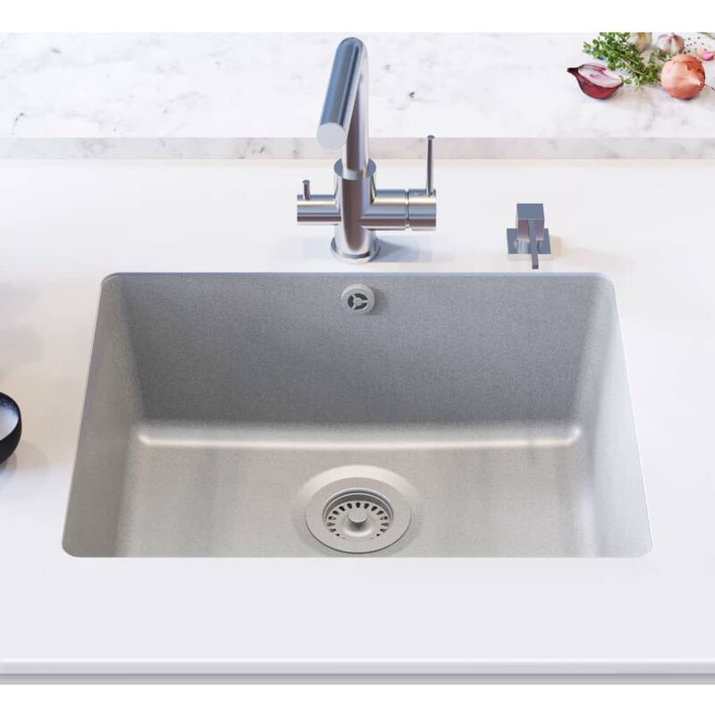 vidaXL /Évier de Cuisine en Granit Bac Unique Ovale Gris D/écor Cuisine Maison