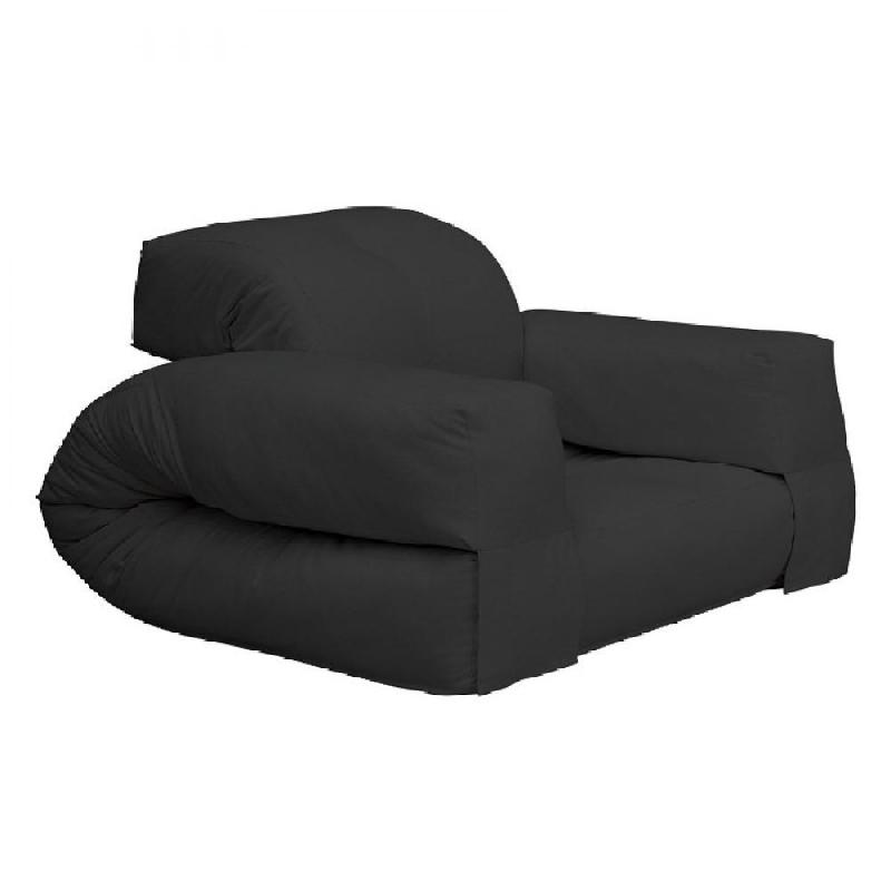 Fauteuil futon convertible HIPPO CHAIR - Gris foncé - Matelas 90x200 cm - Multifonction_0