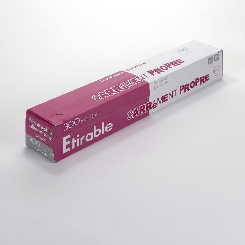 Film étirable alimentaire - boîte distributrice - 45cmx300m - PVC transparent_0