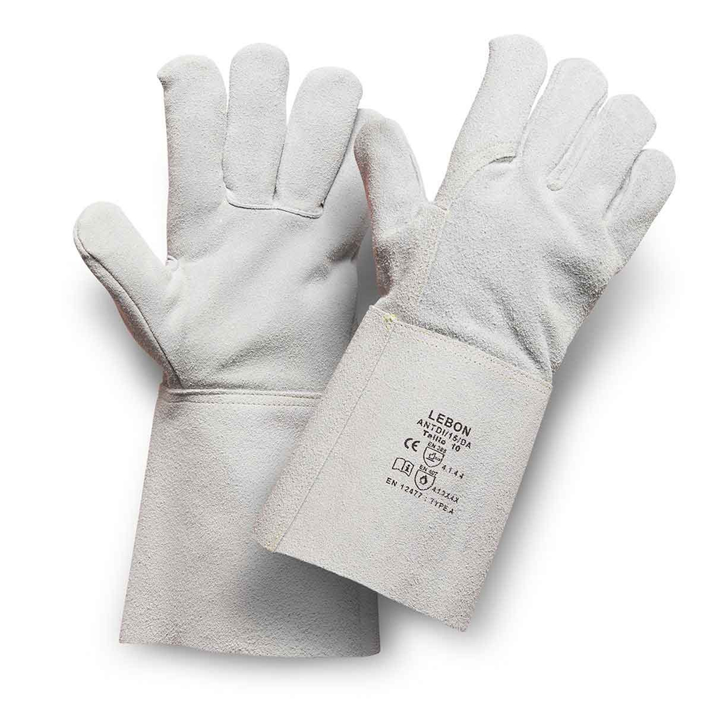 Gants de soudeur - cuir croûte de bovin - doublure molletonnée 100% coton - PMCFR010 - Lebon Protection - Taille 10 - 38 cm_0