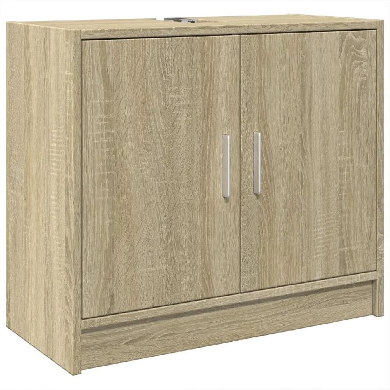 Helloshop26 - Armoire d'évier sous lavabo chêne sonoma 63 x 29 x 55 cm grand espace de rangement design moderne en bois d'ingénierie 02_0049522 - B_0