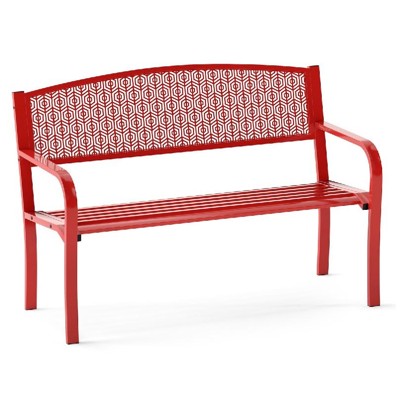 Helloshop26 - Banc de jardin 60 x 128 x 86 cm 2-3 personnes avec accoudoirs courbés et siège ergonomique en métal noir 20_0019490 - noir métal 300_0