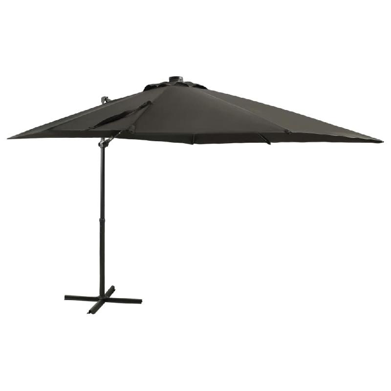 Helloshop26 - Parasol meuble de jardin déporté avec mât et lumières led 250 cm anthracite 02_0008514 - aluminium 3000454482725_0