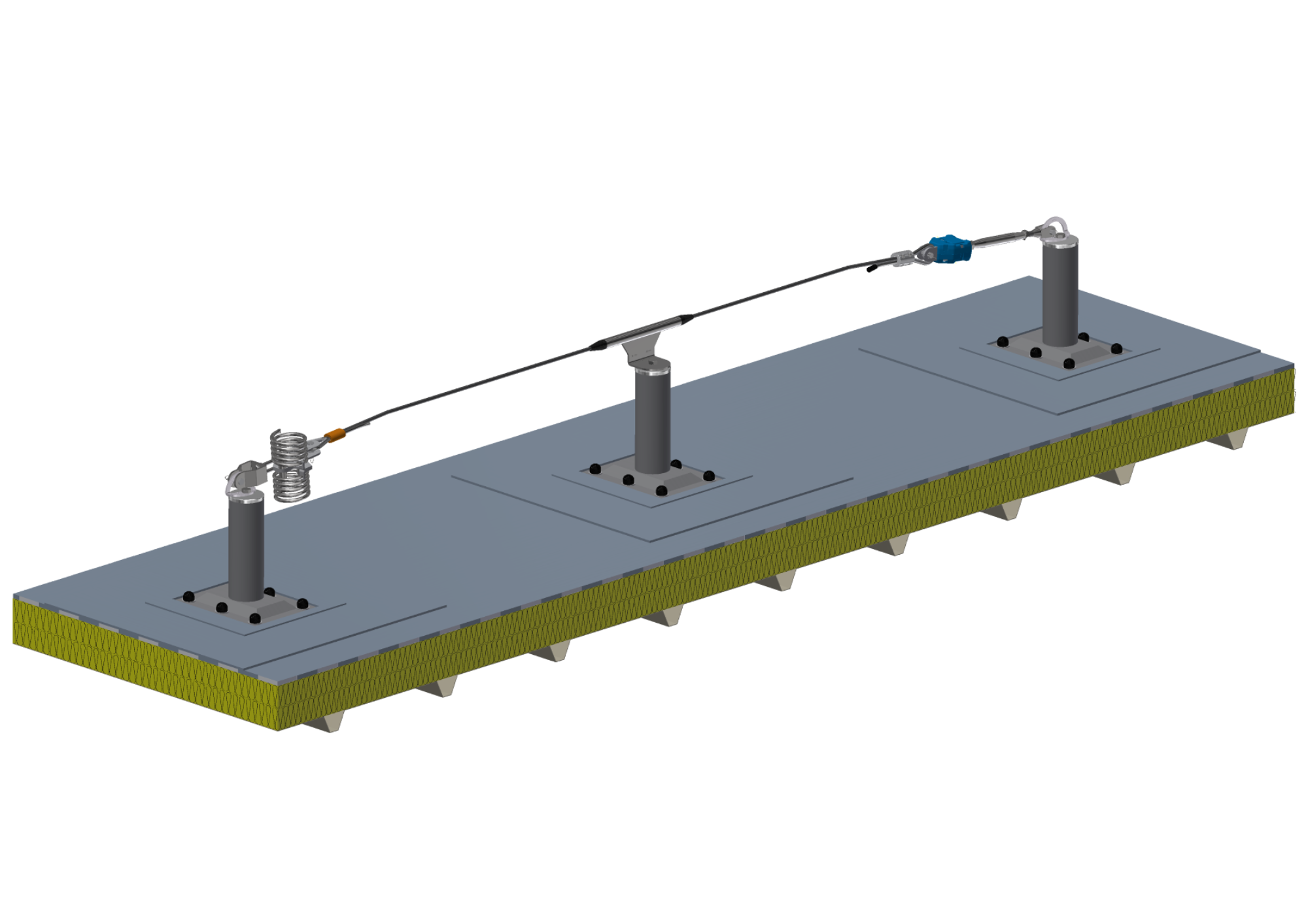 Ligne de vie à chariot pour bac étanché et membrane PVC: dispositif d'ancrage horizontal_0