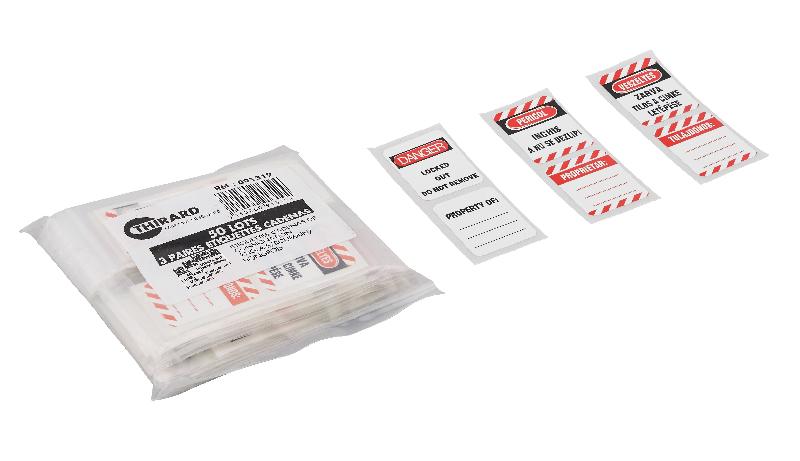 Lot d'étiquettes de sécurité pour 50 cadenas - THIRARD - Corps ABS non conducteur - Anse acier trempé_0