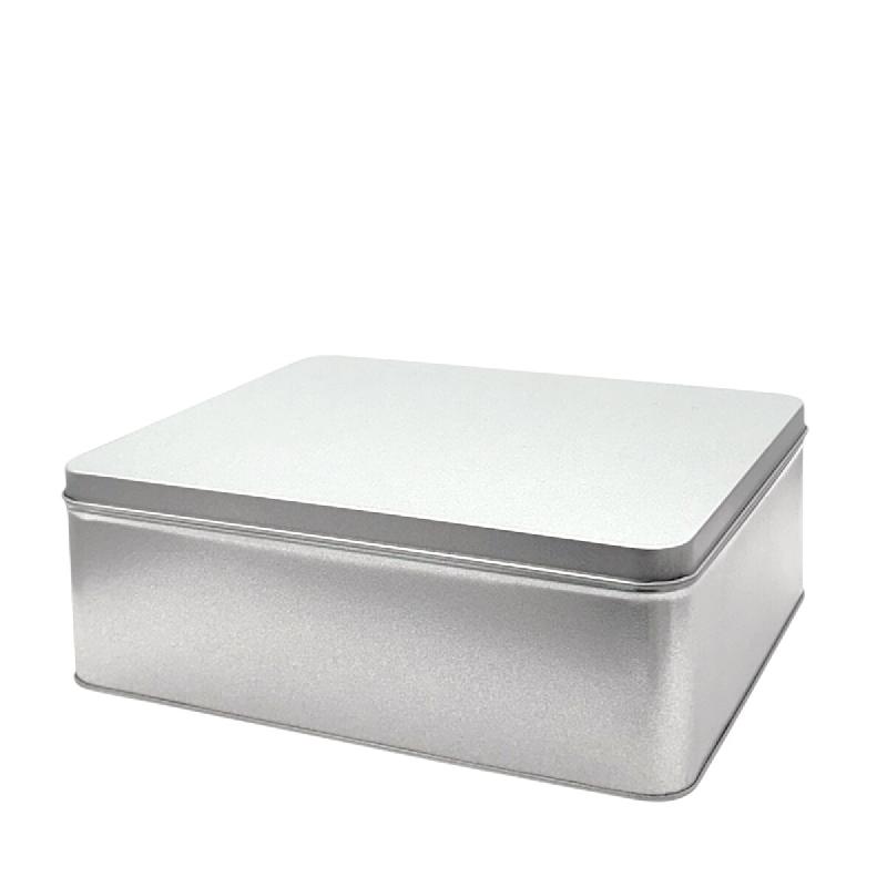 Lot de 12 boîtes rectangulaire en fer blanc GM, vernis alimentaire, 21 x 17 x 7.5 cm - gris métal FER21_0