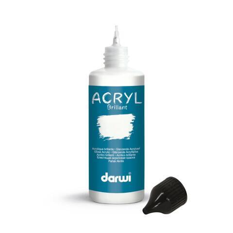 LOT DE 5 - DARWI FLACON DE 80 ML DE PEINTURE ACRYLIQUE UNIVERSELLE BRILLANTE - BLANC