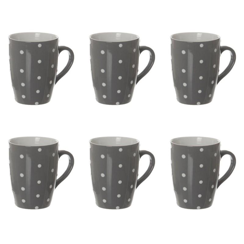 Lot de 6 mugs gros pois 32cl gris en faïence - Paris Prix - Compatibles lave-vaisselle_0