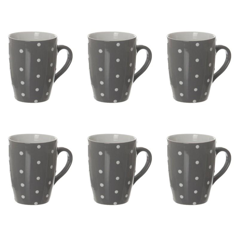 LOT DE 6 MUGS GROS POIS 32CL GRIS - PARIS PRIX_0