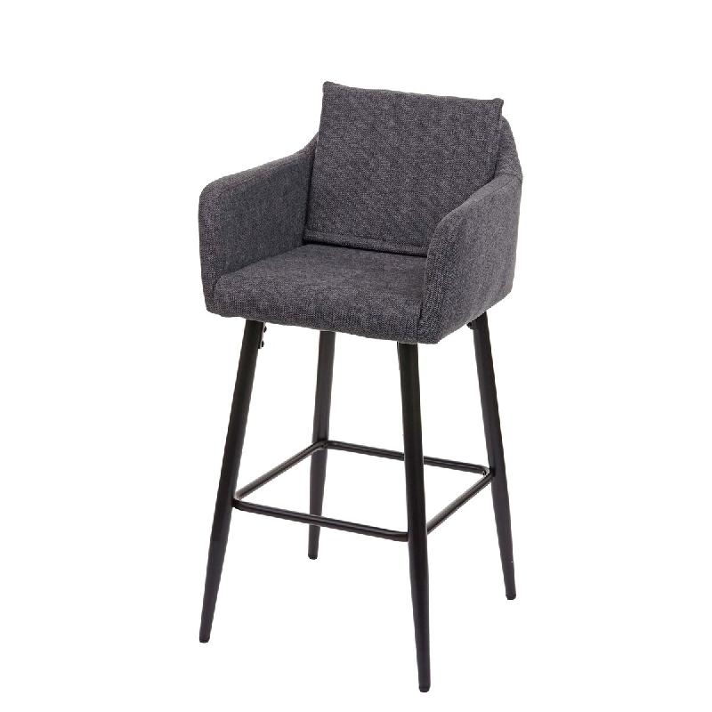 Mendler Tabouret de bar HWC-H93, chaise de bar tabouret de comptoir, repose-pieds en métal ~ tissu/textile gris foncé - gris textile 74751_0