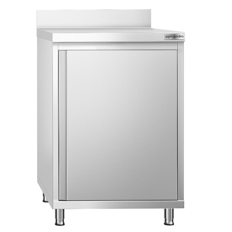 Meuble bas inox adossé P 600 mm avec portes -_0