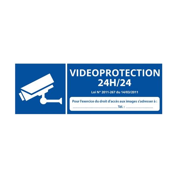 PANNEAU DE SÉCURITÉ PICTOGRAMME VIDÉOPROTECTION 24H/24 - V001  - 297 X 105 MM - PVC - LOT DE 2
