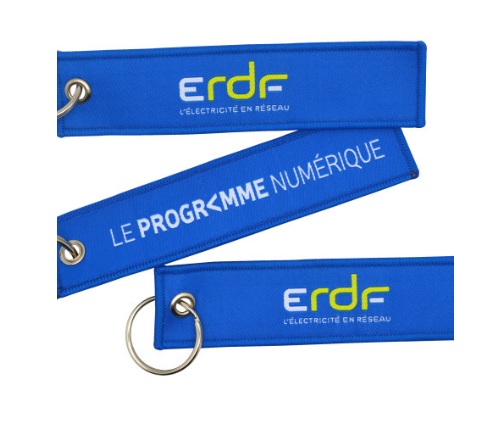 Porte-clés flamme tissé - 13 cm x 3 cm - Personnalisable avec logo recto/verso_0