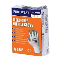 Portwest - Gants manutention enduit nitrile lisse FLEXO GRIP emballées individuellement Blanc / Gris Taille 10 - 5036108274628_0