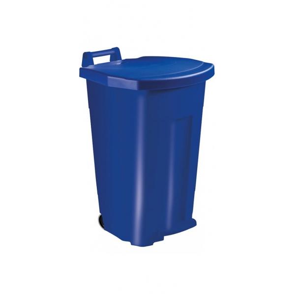 Poubelle mobile à pédale 90 litres - corps bleu - modèle BOOGY - Marque Rolléco_0