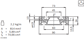 Profilé de chariot LF6S - Aluminium anodisé - Longueur 150 à 3000 mm_0