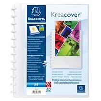 PROTÈGE-DOCUMENTS À ANNEAUX ET POCHETTES DÉTACHABLES KREACOVER 80 VUES - A4 - BLANC - LOT DE 4