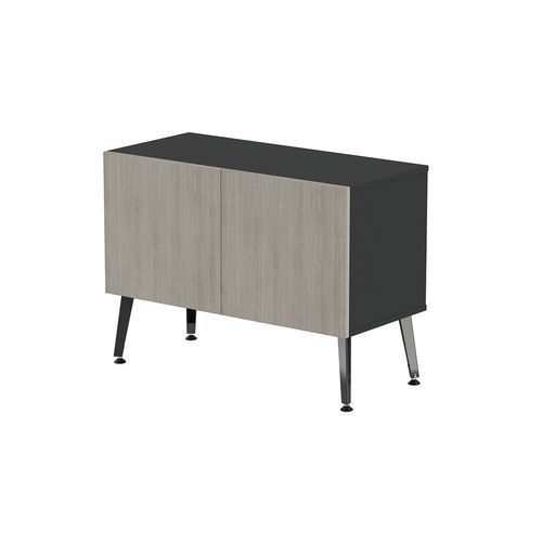 RANGEMENT BAS TENI LARG.80 CM 2 PORTES NOIR/CHÊNE GRIS - MBA