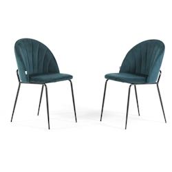 RATTATAN Lot de 2 chaises en velours d’intérieur, rembourrées, pieds en métal, design élégant pour cuisine, salle à manger, restaurant – Ble_0