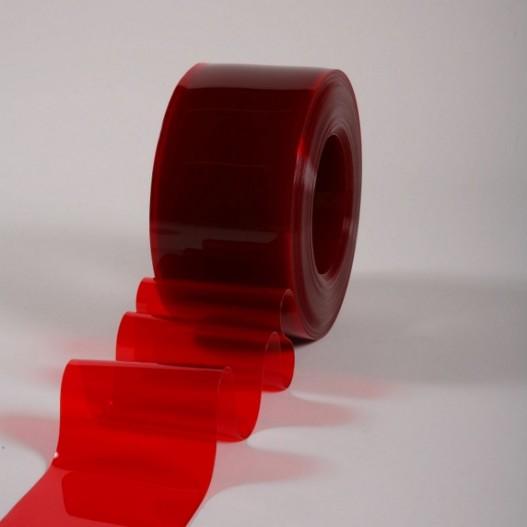 Rouleau 50m lanière pvc standard rouge transparent 200mm x 2mm_0