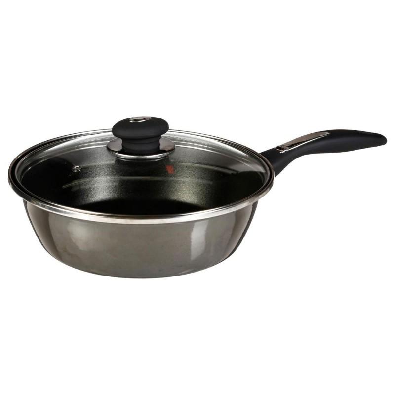Sauteuse en acier Tradition 24 cm gris foncé - Revêtement anti-adhérent - Paris Prix_0