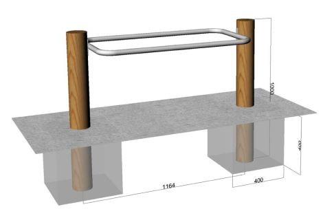 Support vélo en bois - 2 rondins de bois et arceaux métal - à sceller - 2 places_0
