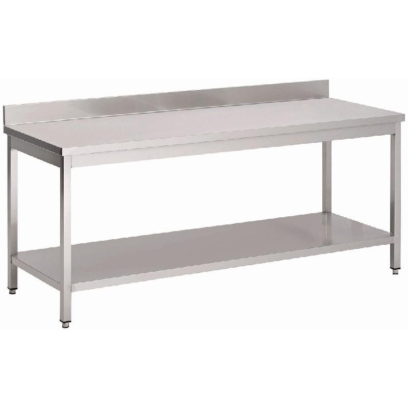 Table inox avec dosseret et étagère basse 1800 x 600 x 880mm - PGS015_0