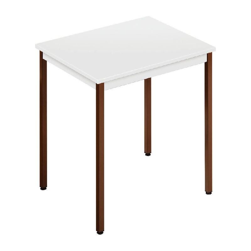 TABLE POLYVALENTE RECTANGLE - L. 70 X P. 60 CM - PLATEAU GRIS - PIEDS BRUN
