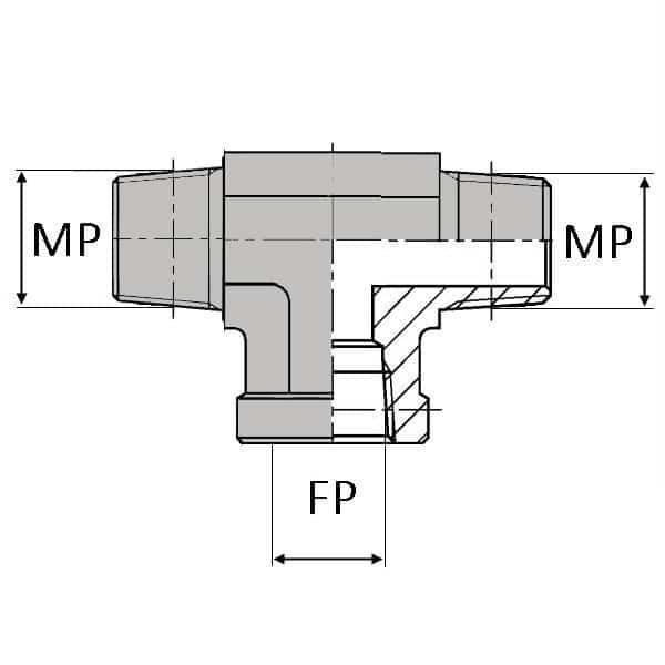 Té orientable mâle NPT x femelle NPT x mâle NPT - 1