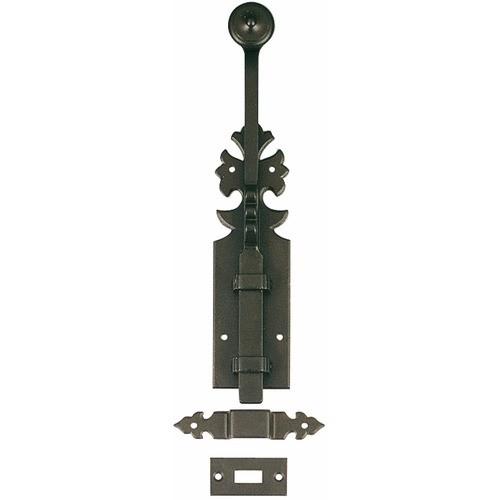 VERROU EN APPLIQUE - À COULISSE - RUSTIQUE - FER NOIR - LONGUEUR 250MM BOUVET