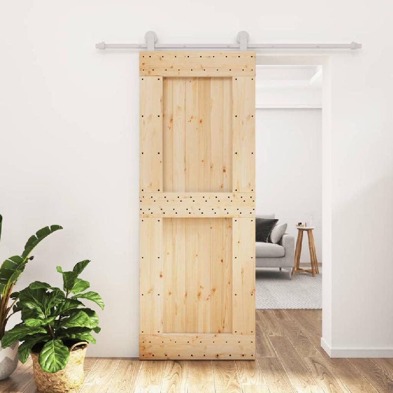 Vidaxl porte coulissante et kit de quincaillerie 80x210 cm pin massif 3203091_0