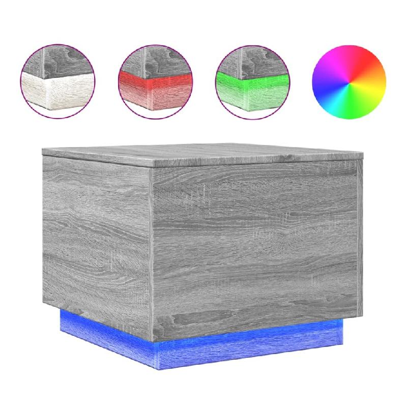 VidaXL Table basse avec lumières LED sonoma gris 50x50x40 cm Modèle Atlas Essence - 839873_0