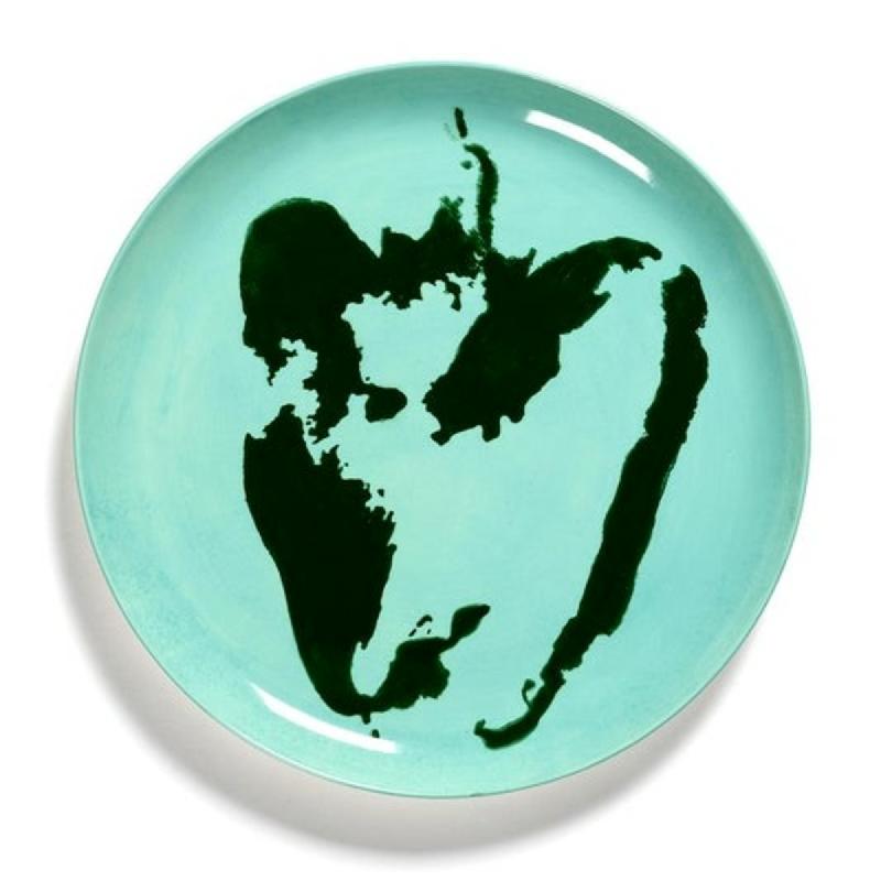 ASSIETTE PLATE ROND AZURE POIVRON VERT GRÈS Ø 26,5 CM 26,5X26,5 CM FEAST BY OTTOLENGHI SERAX