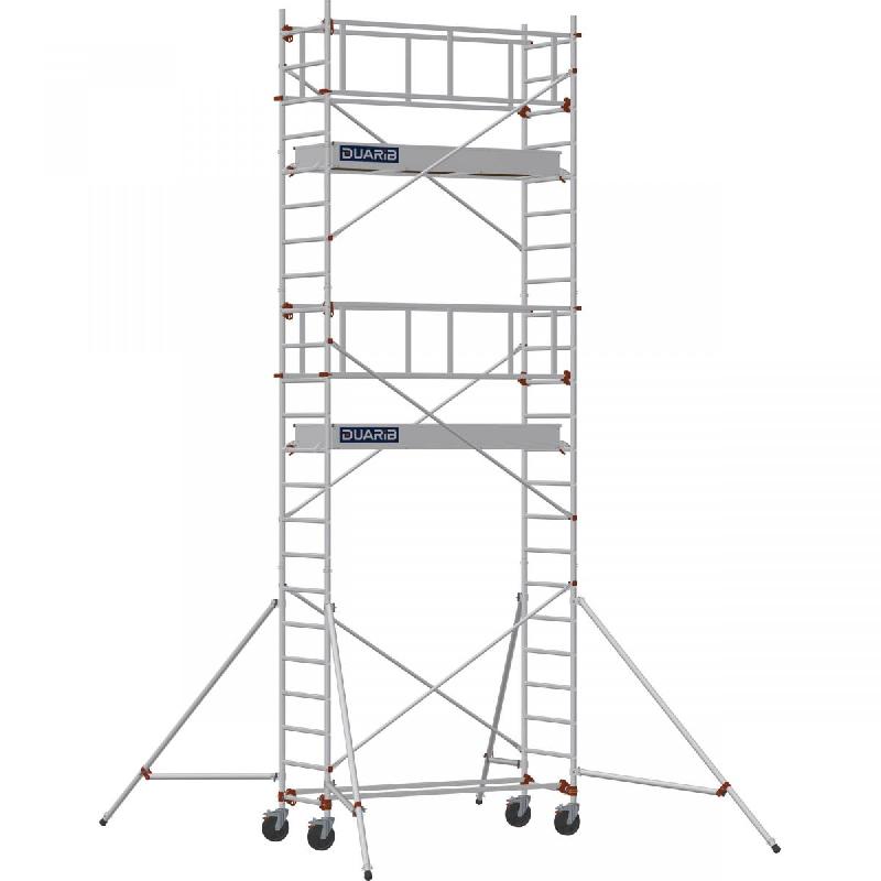 Échafaudage roulant aluminium AL 205 version base pliante - Hauteur de travail : 6,90 m - DUARIB - 613725_0