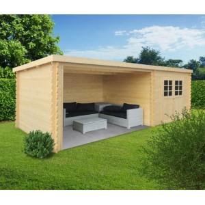 Abri de jardin en bois Rohan - toit plat, 28mm, 17,43m² couvert - S8369 sans plancher_0