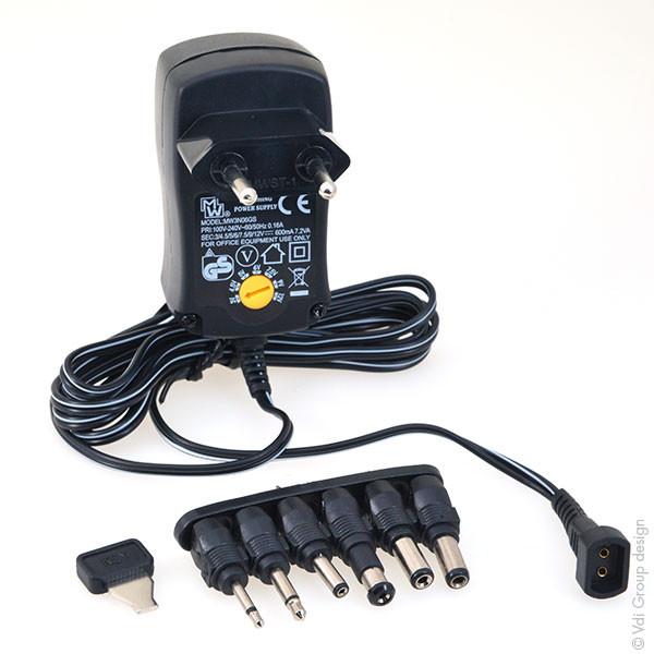 Alimentation à découpage 3 à 12V/0.6A 100-240V - 6 connecteurs détachables - Tension réglable_0